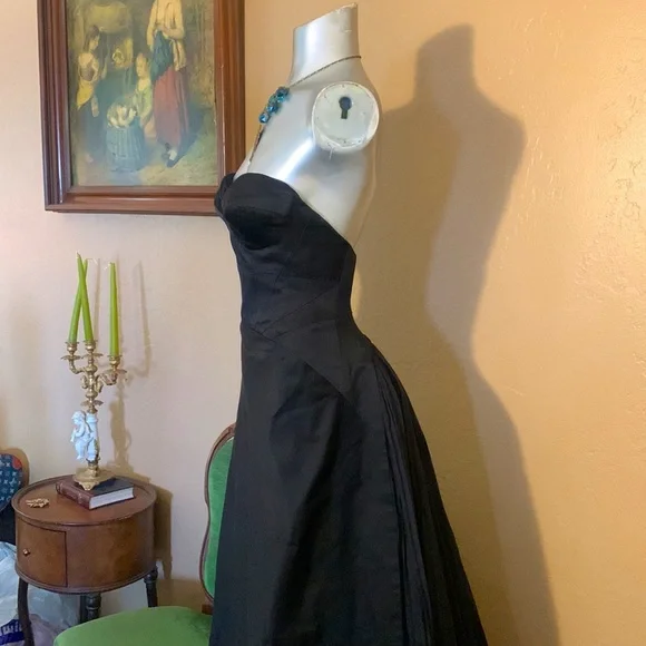 NWT KAUFMAN FRANCO Black Corsett Strapless Evening Gown. SZ XS - Picture 6 of 13